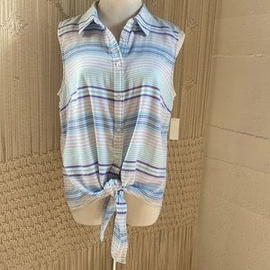 Talbots Striped Button Up Tank